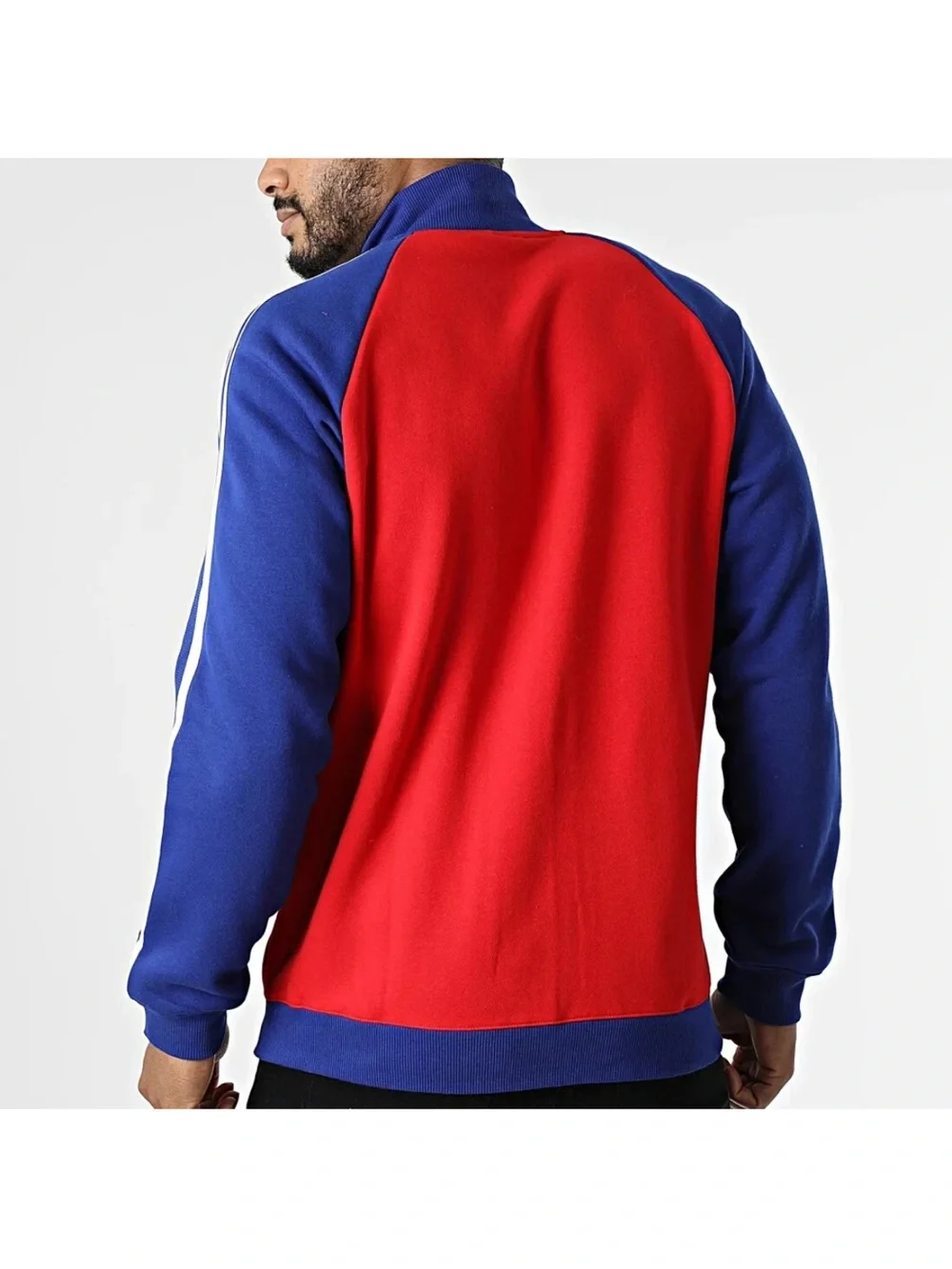 adidas FC Bayern Munchen Red Blue Bomber Track Jacket Three Stripes Men Size XL